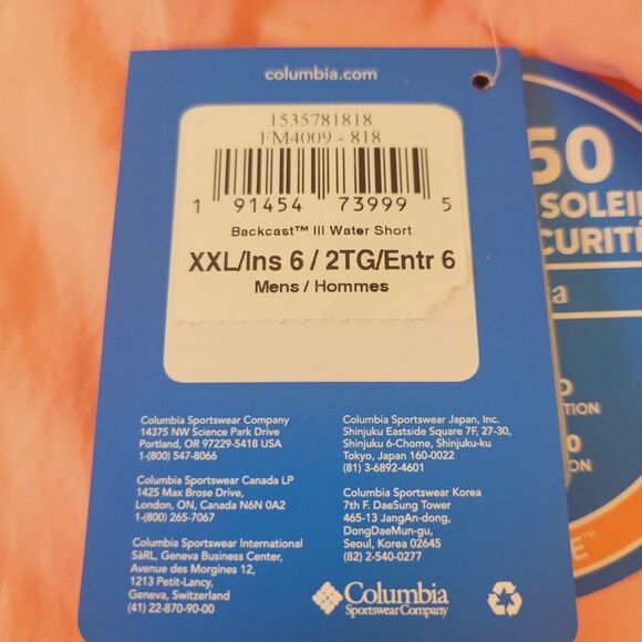 NWT Columbia Sportswear Orange PFG Bahama Shorts  Omni-Shade UPF 50 Mens XXL - Picture 4 of 10